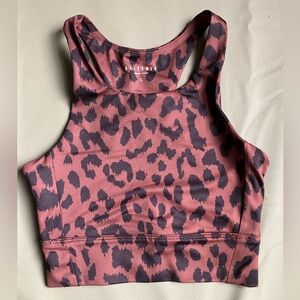 Allfenix Leopard Print High Neck Sports Bra Brown Size Small
